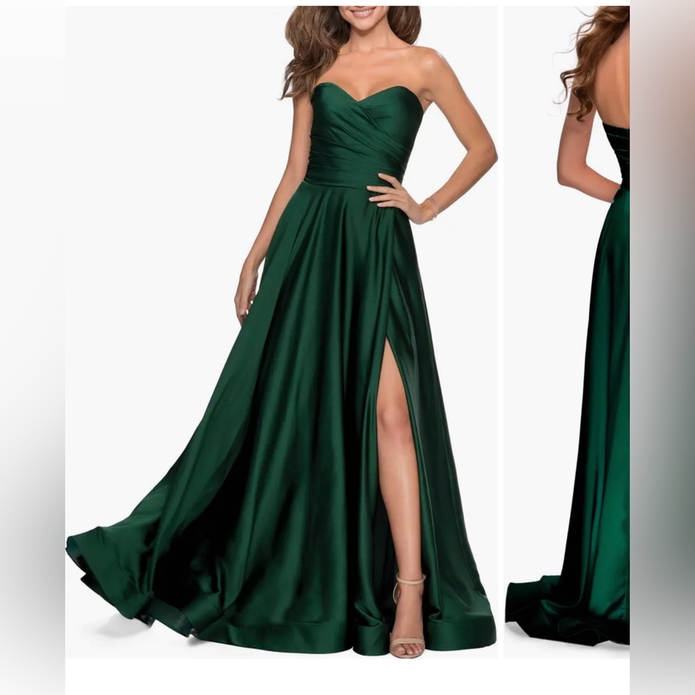 La Femme Strapless Slit Satin Ballgown    2088